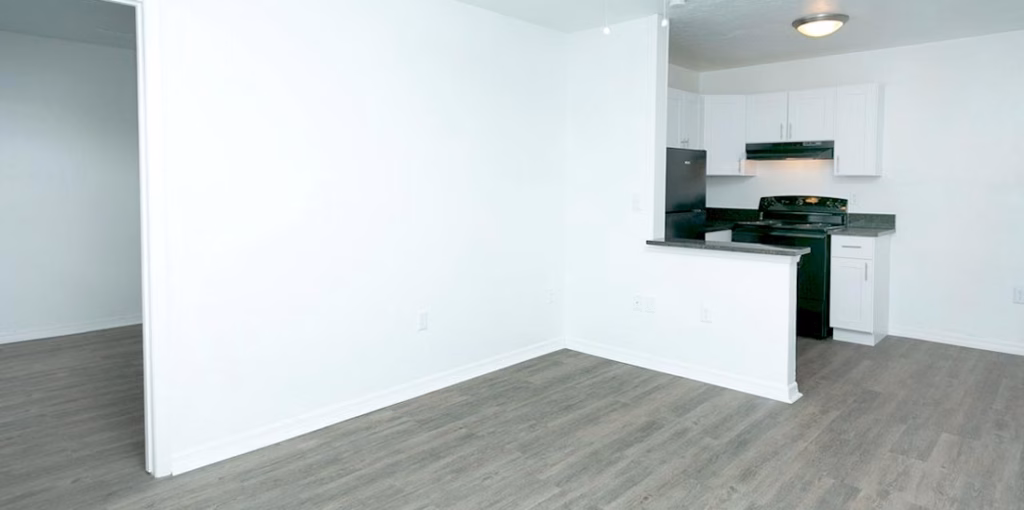 Large living area with open kitchen Large living area with open kitchen